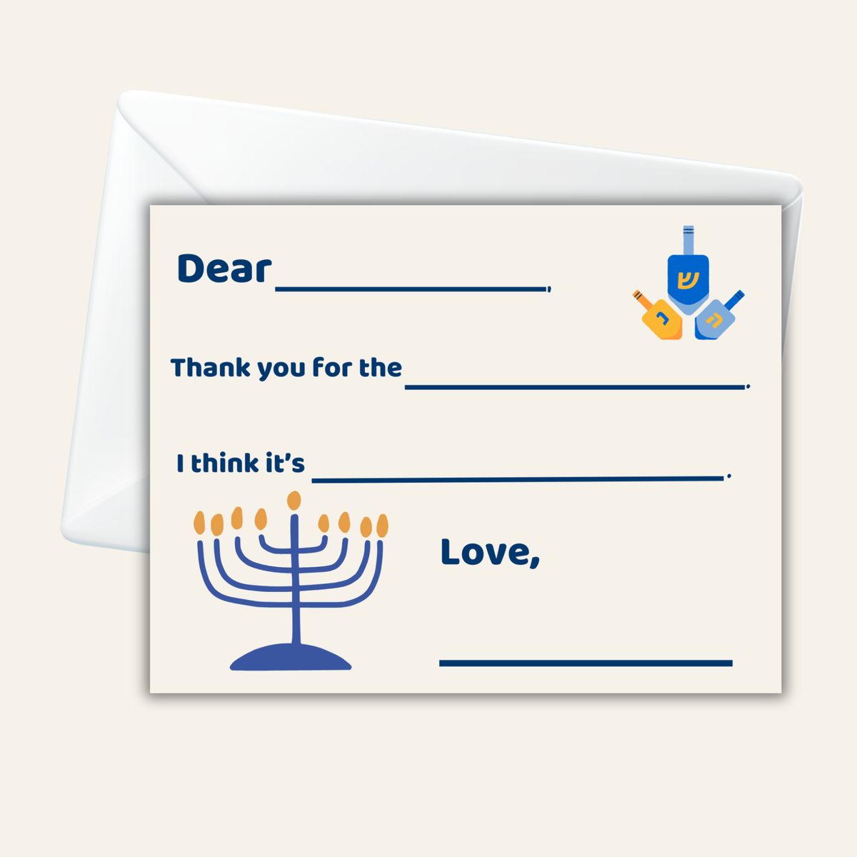 Hanukkah Thank You Card