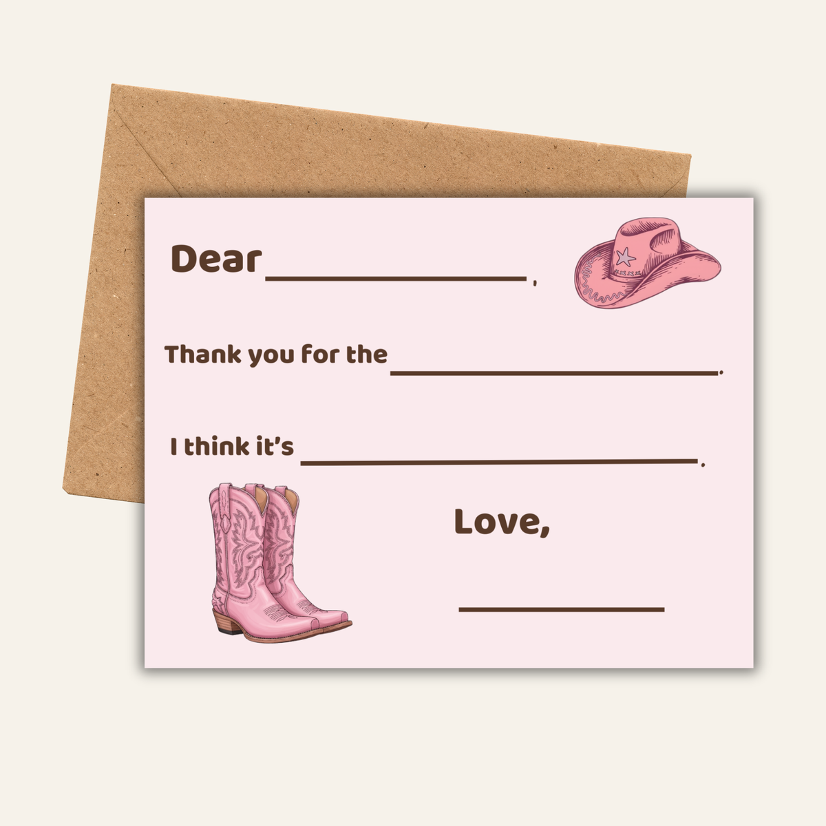 Cowgirl Thank You Card